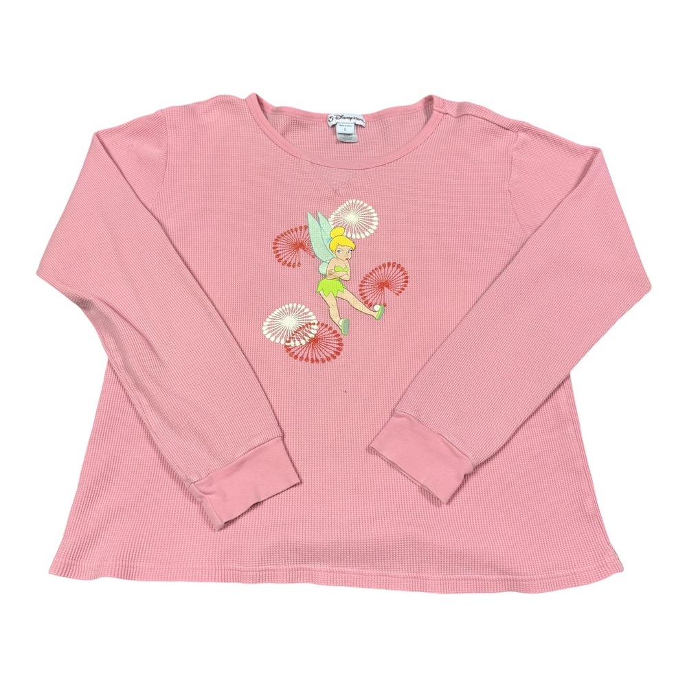 Vintage 2000s Disney Store Tinkerbell Thermal Long Sleeve Shirt Women's L FLAWS